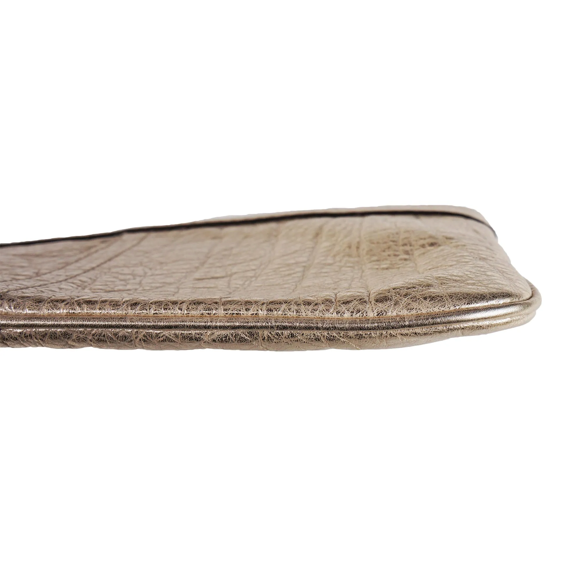 COACH METALLIC GRAINED LEATHER WRISTLET CLUTCH BAG