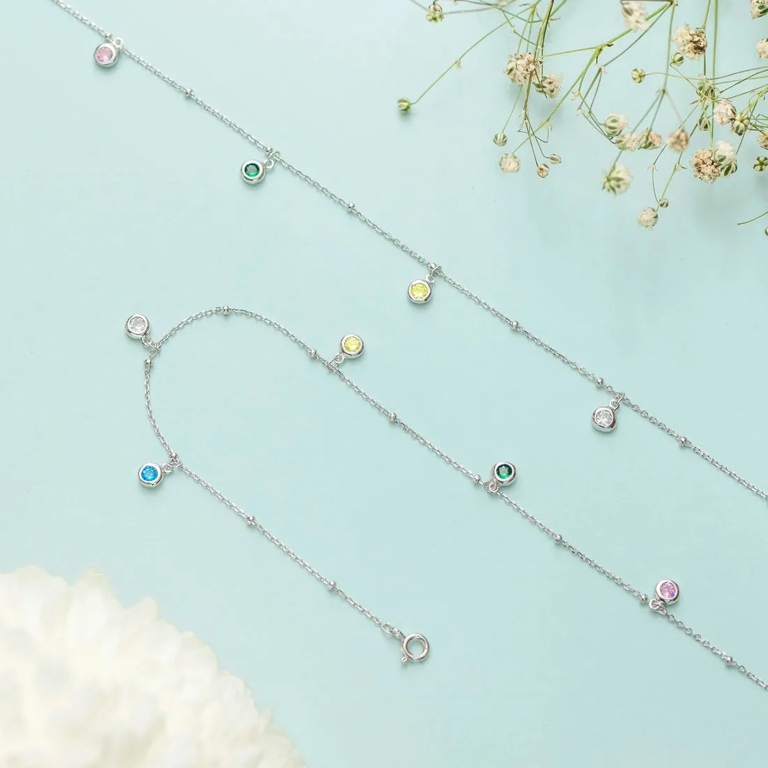 Color Drops 925 Sterling Silver Anklet