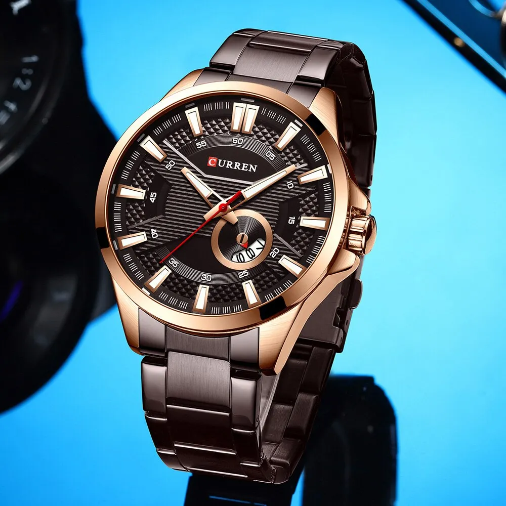 CURREN Original Brand Stainless Steel Band Wrist Watch For Men With Brand (Box & Bag)-8372
