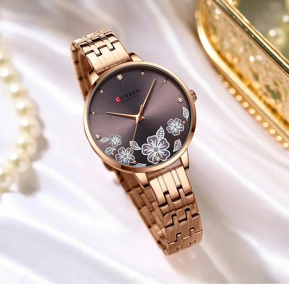 CURREN Original Brand Stainless Steel Band Wrist Watch For Women With Brand (Box & Bag)-9068