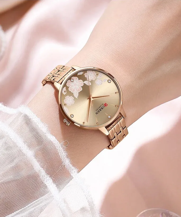 CURREN Original Brand Stainless Steel Band Wrist Watch For Women With Brand (Box & Bag)-9068
