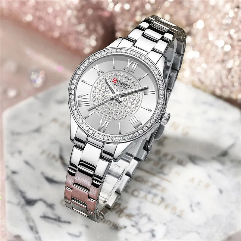CURREN Original Brand Stainless Steel Band Wrist Watch For Women With Brand (Box & Bag)-9084