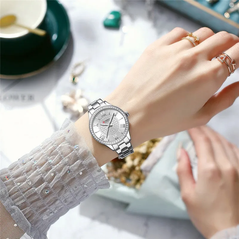 CURREN Original Brand Stainless Steel Band Wrist Watch For Women With Brand (Box & Bag)-9084