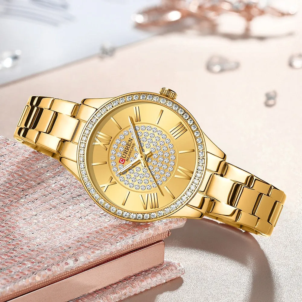 CURREN Original Brand Stainless Steel Band Wrist Watch For Women With Brand (Box & Bag)-9084