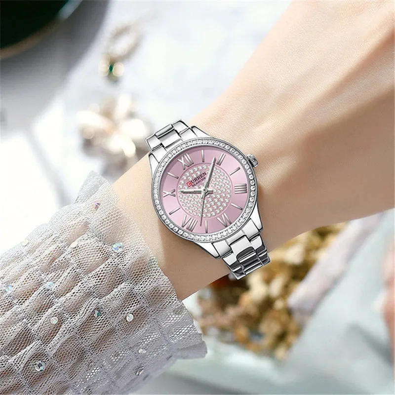 CURREN Original Brand Stainless Steel Band Wrist Watch For Women With Brand (Box & Bag)-9084