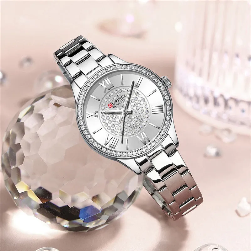 CURREN Original Brand Stainless Steel Band Wrist Watch For Women With Brand (Box & Bag)-9084