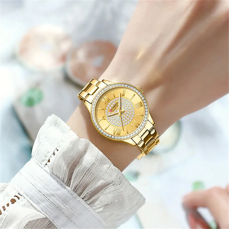 CURREN Original Brand Stainless Steel Band Wrist Watch For Women With Brand (Box & Bag)-9084