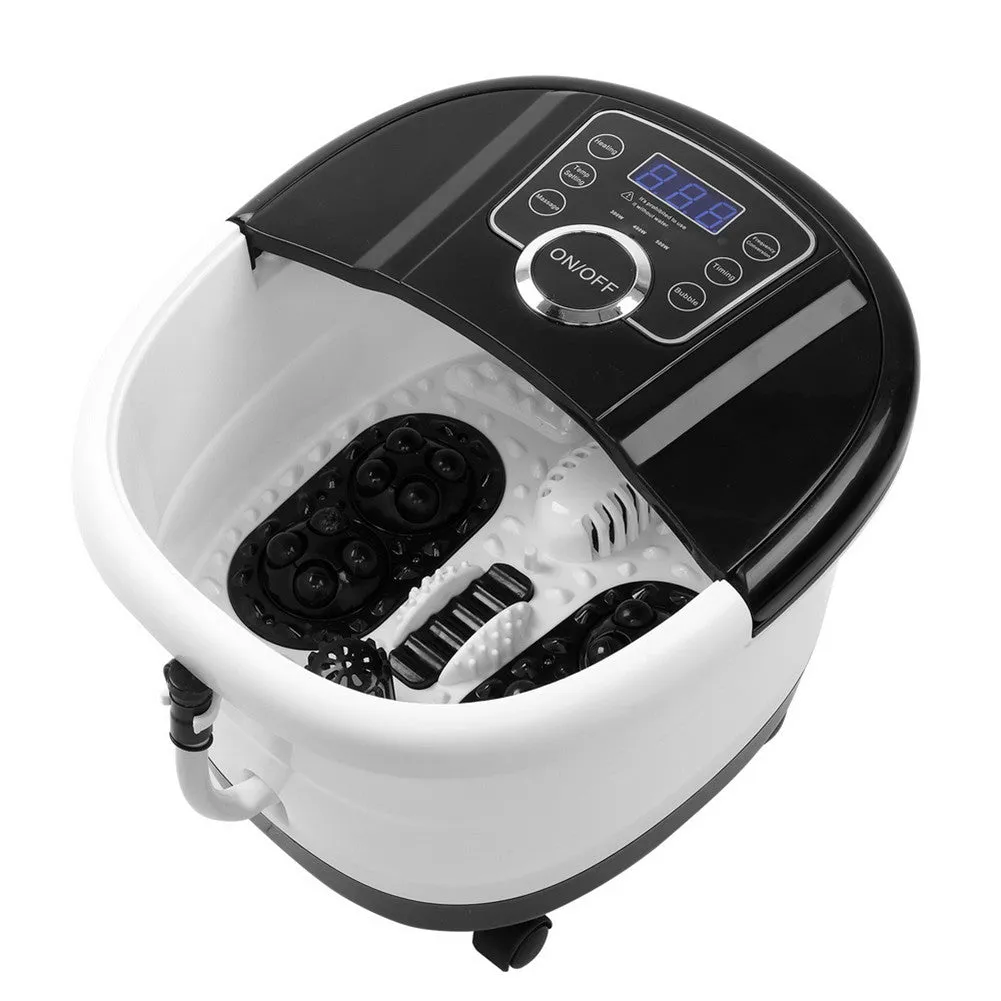 DSSTYLES Foot Bath with Touch Screen Digital Display Automatic Roller Black