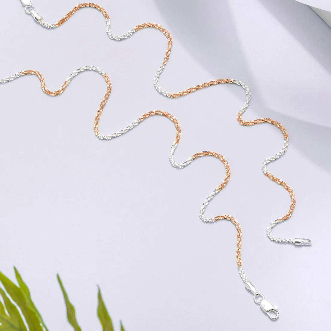 Dual-Tone Weave Chain 925 Sterling Silver Anklet