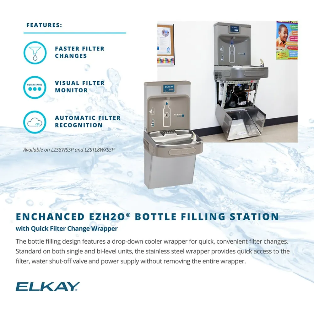 Elkay LZSTL8WSSP-PF | Enhanced ezH2O Bottle Filling Station, Bi-Level, Filtered, Refrigerated, Stainless