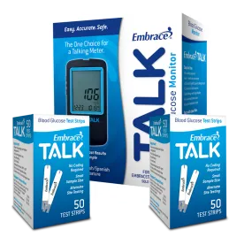 Embrace TALK Meter with 100 Glucose Test Strips