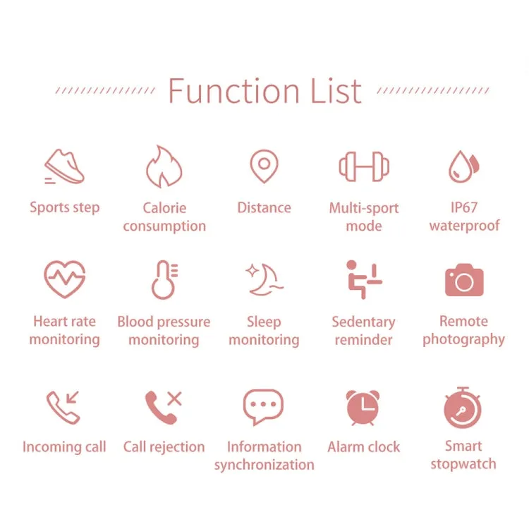 Fashionable Smart Women's Bracelet with Color LCD Display, IP67 Waterproof, Heart Rate & Sleep Monitoring, Remote Camera Control