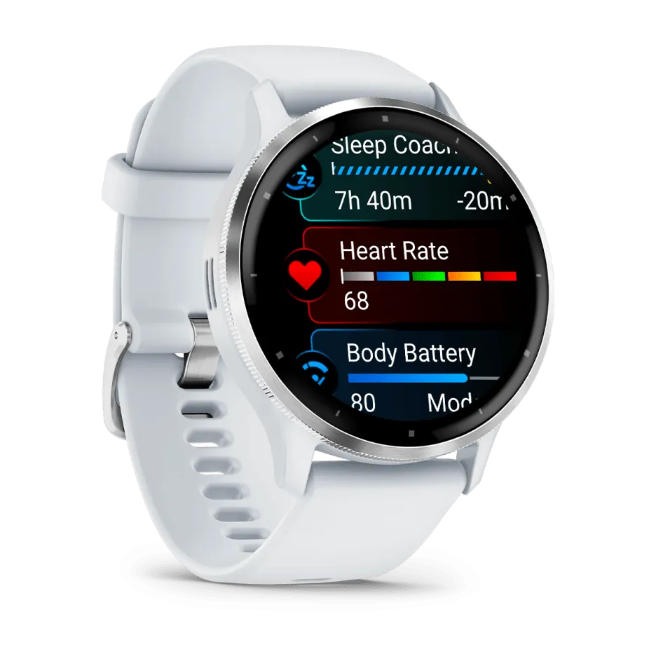 Garmin Venu® 3, Silver Stainless Steel Bezel with Whitestone Case