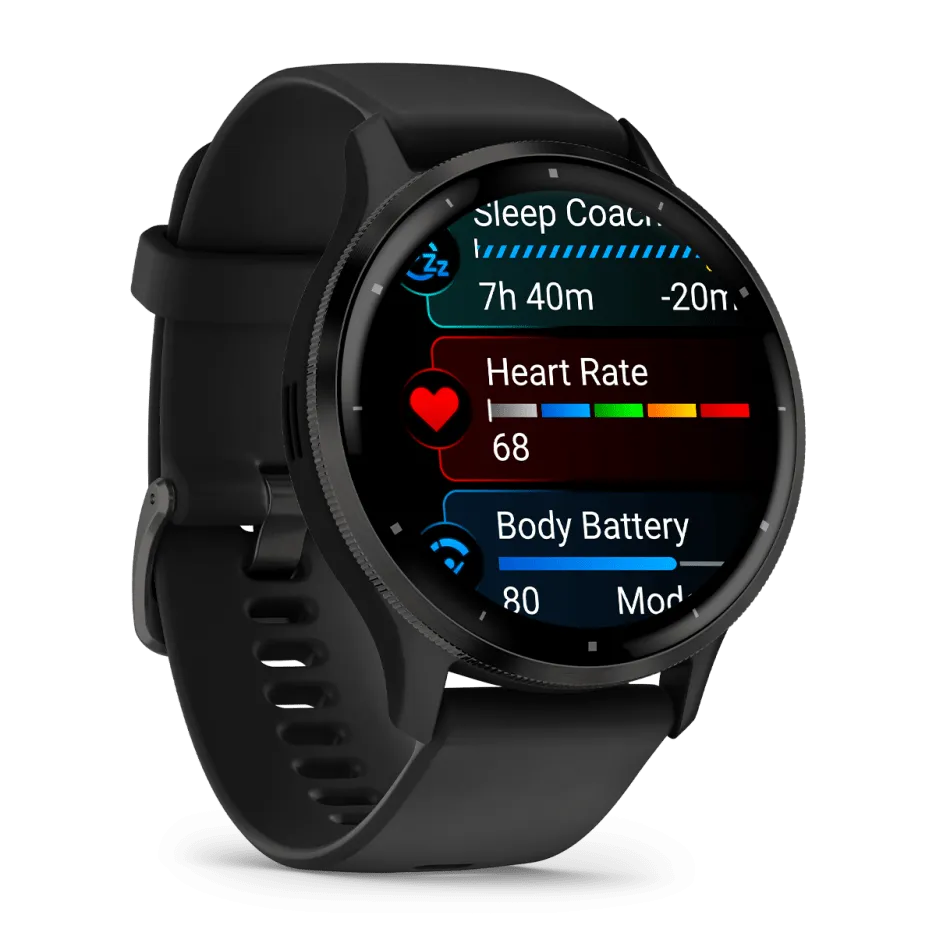 Garmin Venu® 3, Slate Stainless Steel Bezel with Black Case