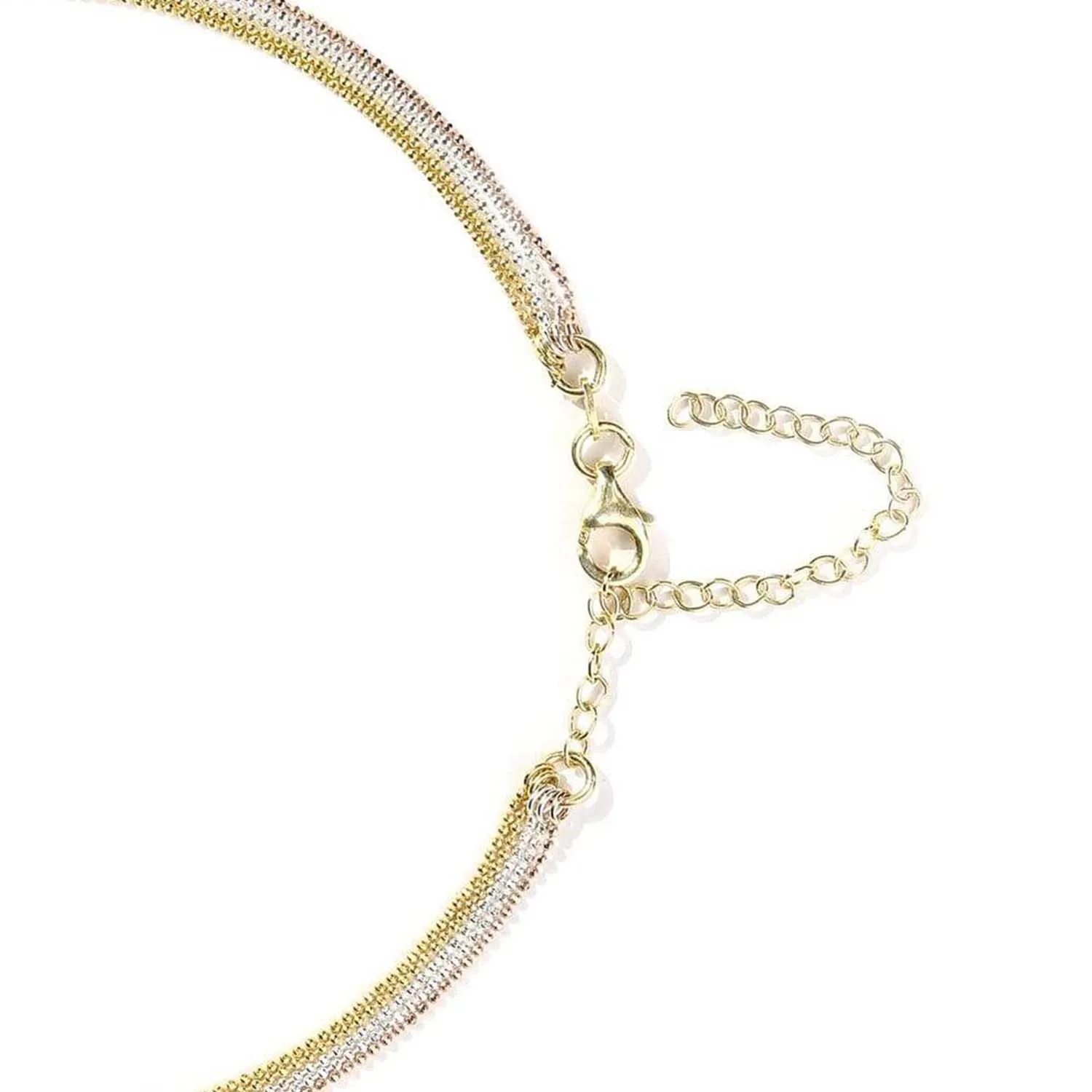 Glamourous Triple Tone 925 Silver Necklace
