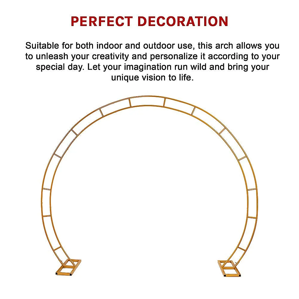 Gold Metal Wedding Arch Stand, 260cm Balloon Backdrop