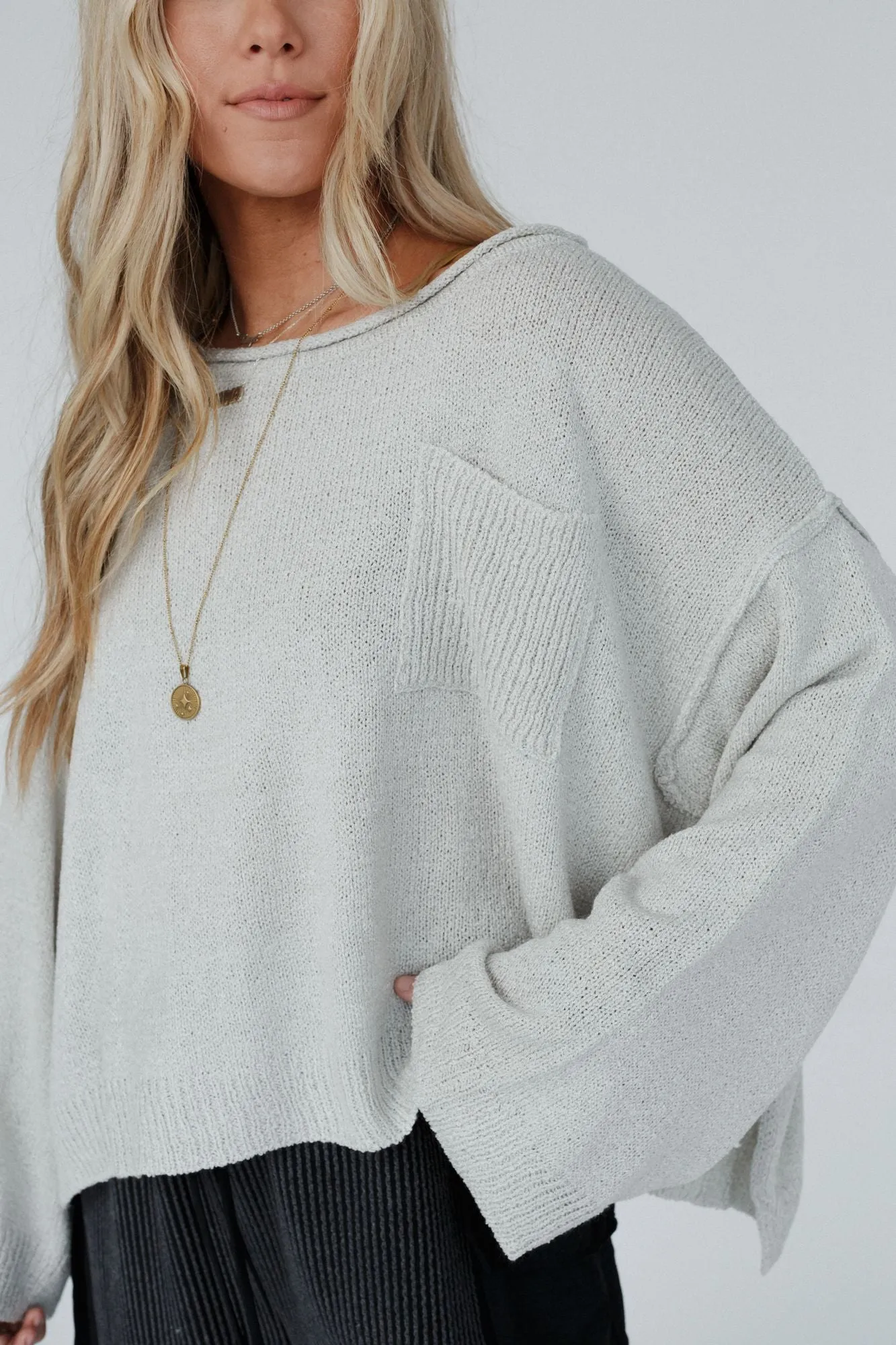 Got You Covered Drop Shoulder Pullover - Ash