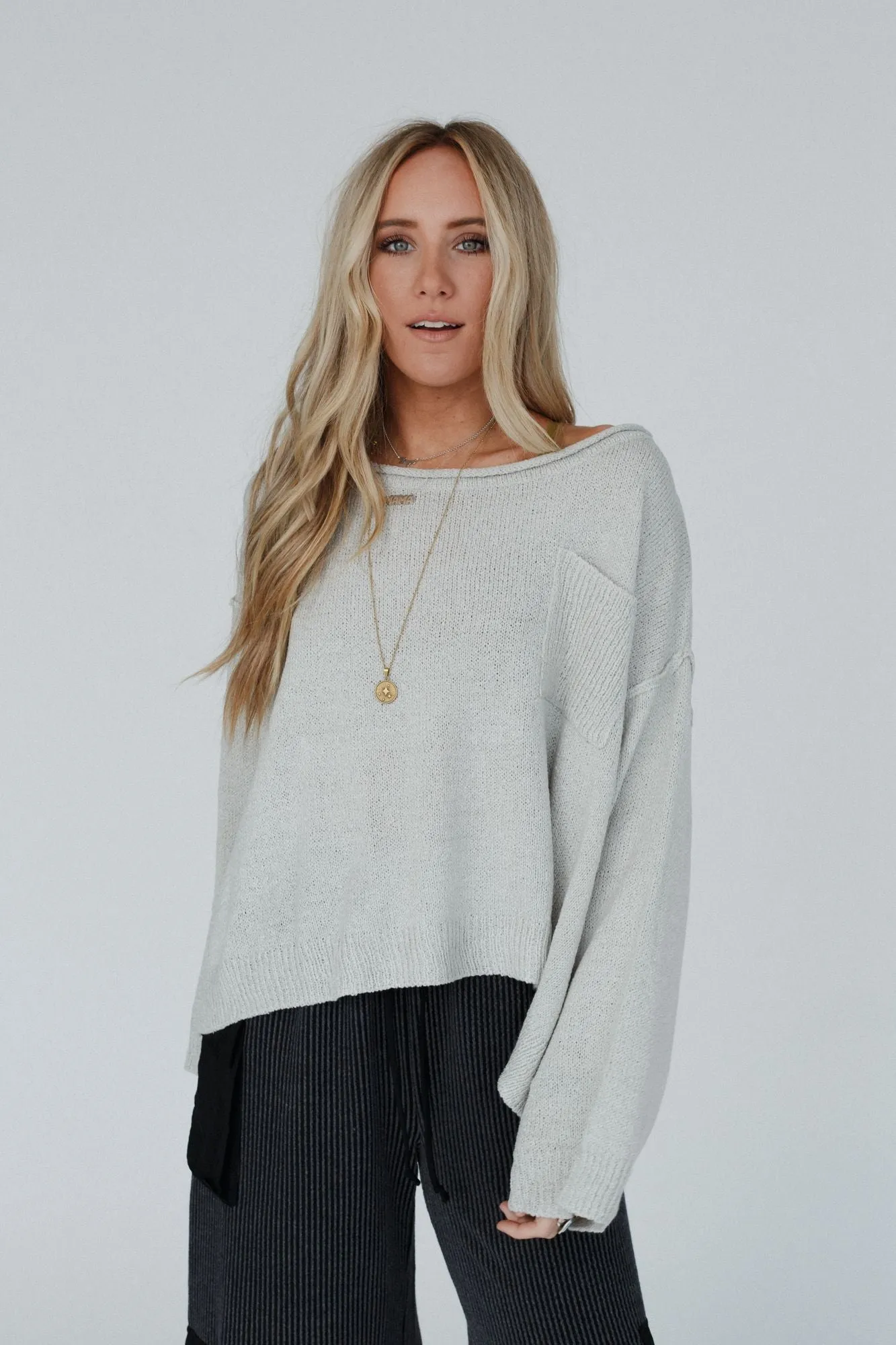 Got You Covered Drop Shoulder Pullover - Ash