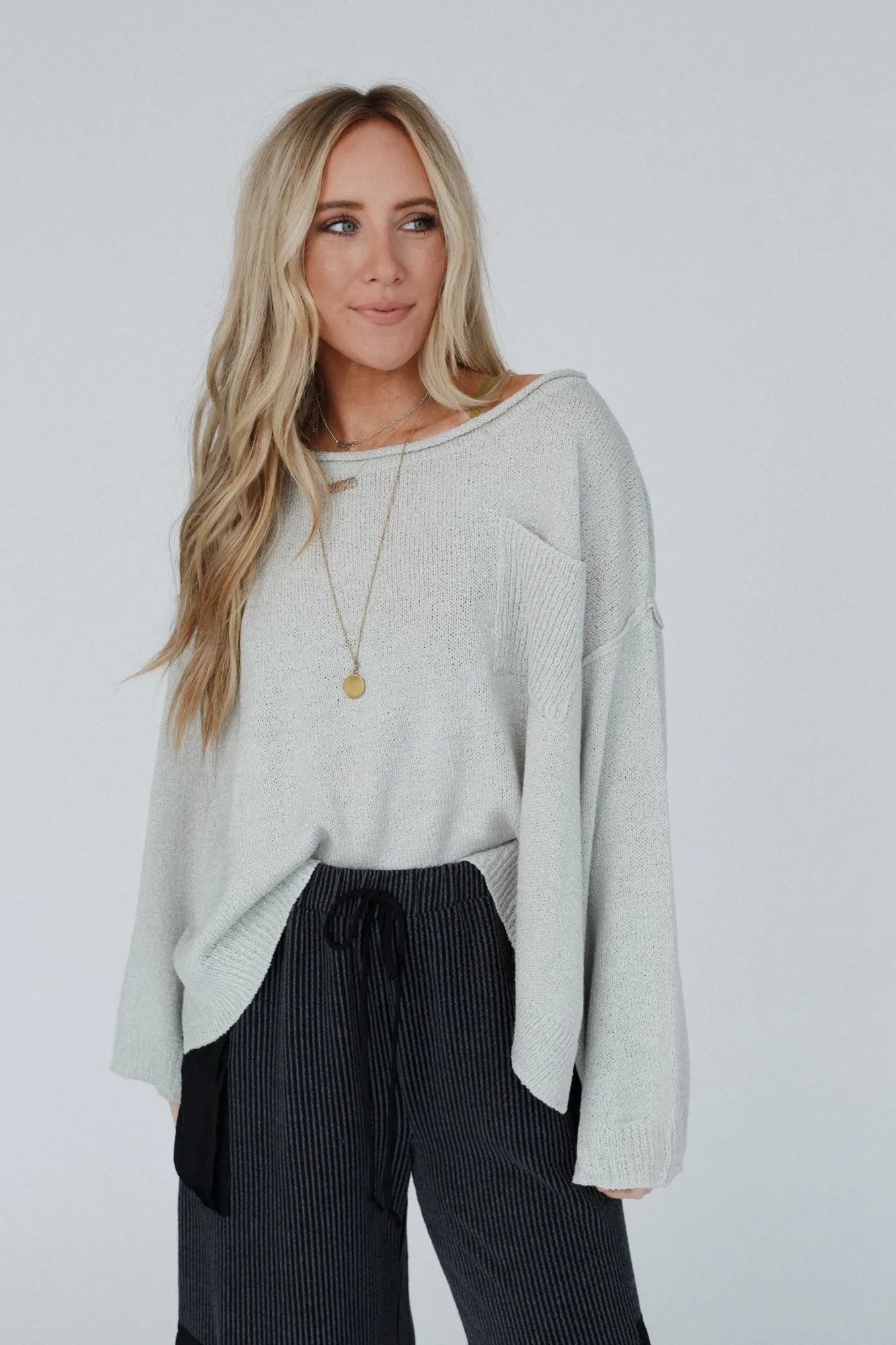 Got You Covered Drop Shoulder Pullover - Ash