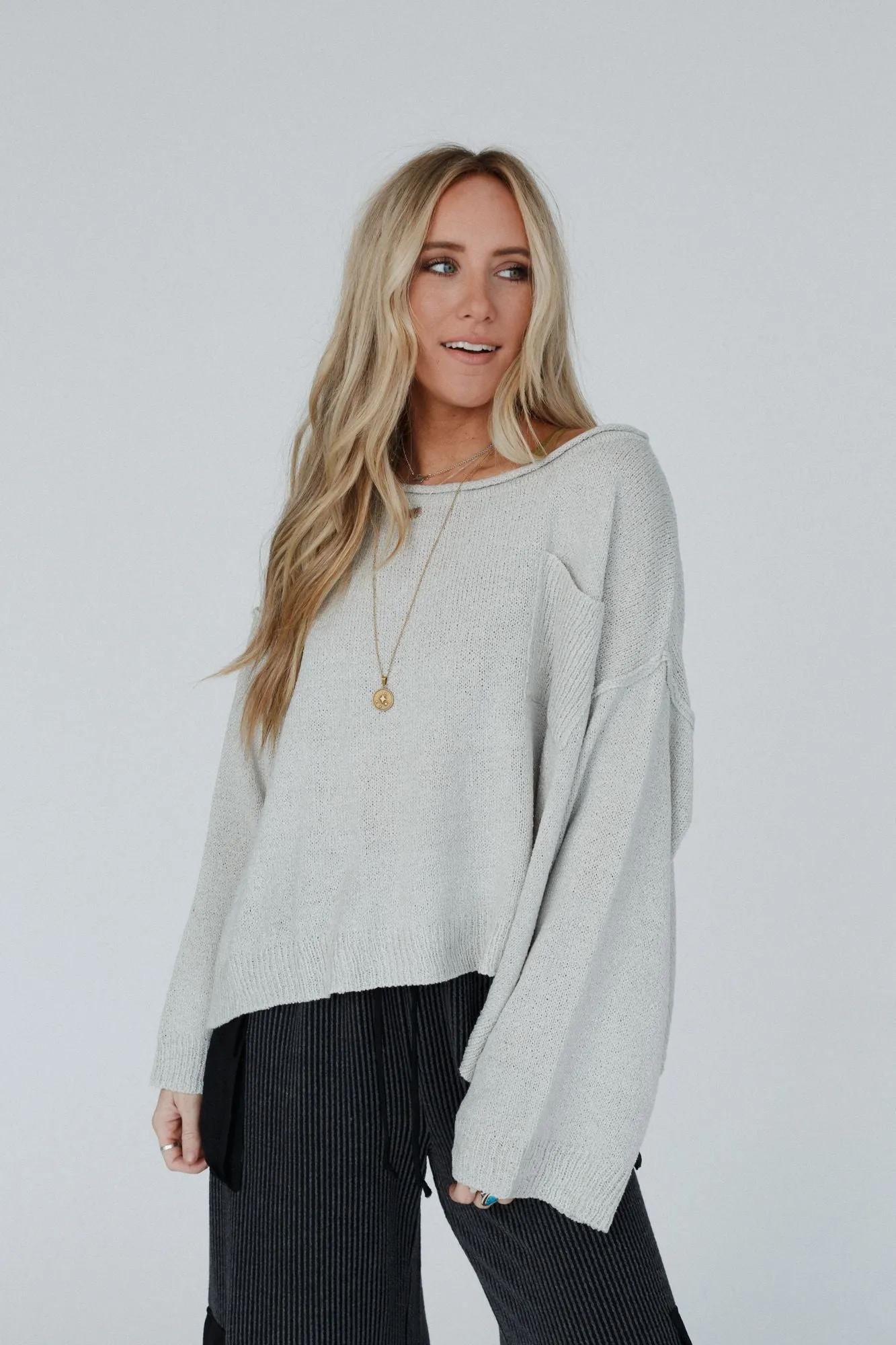 Got You Covered Drop Shoulder Pullover - Ash