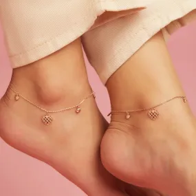 Heart Charm Rose Gold Plated 925 Sterling Silver Anklet