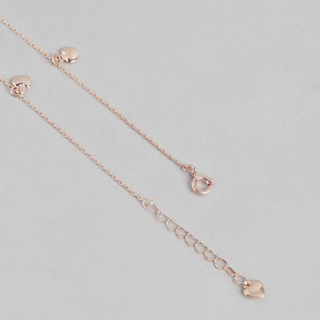 Heart Charm Rose Gold Plated 925 Sterling Silver Anklet
