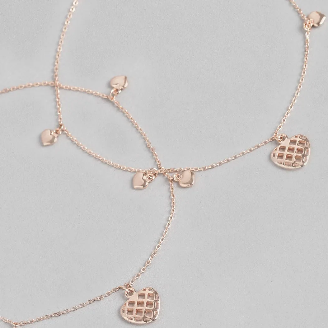Heart Charm Rose Gold Plated 925 Sterling Silver Anklet
