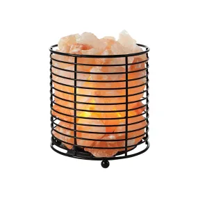 Himalayan Salt Night Light Lamp With Steel Round Basket Je-37