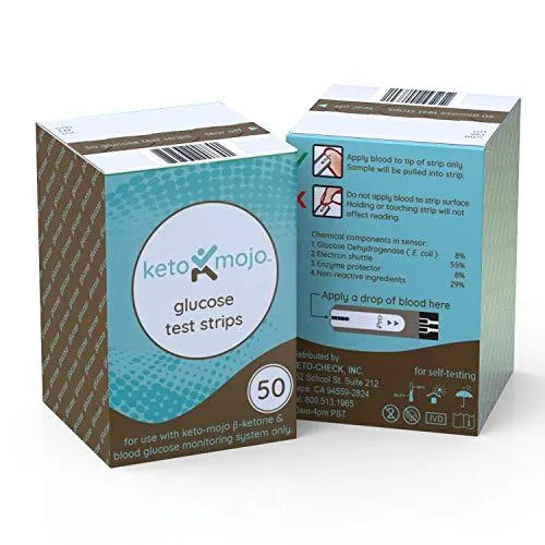 KETO-MOJO 100 Blood Glucose Test Strips, Precision Sugar Measurement for Diabetics, Monitor Your Diabetes & Ketogenic Low-Carb Diet and Nutritional Ketosis, Strips Work Only in Keto-Mojo Meters