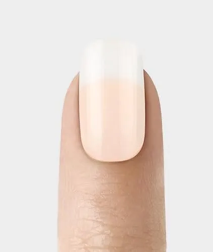 KISS Salon Acrylic Press On Nails, Nail glue included, Cashmere', French, Medium Size, Squoval Shape, Includes 28 Nails, 2g Glue, 1 Manicure Stick, 1 Mini file