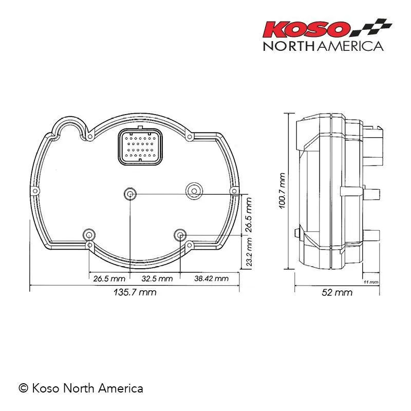 Koso GP Style RX-2N Black Panel 10,000 RPM Multi-Function Gauge
