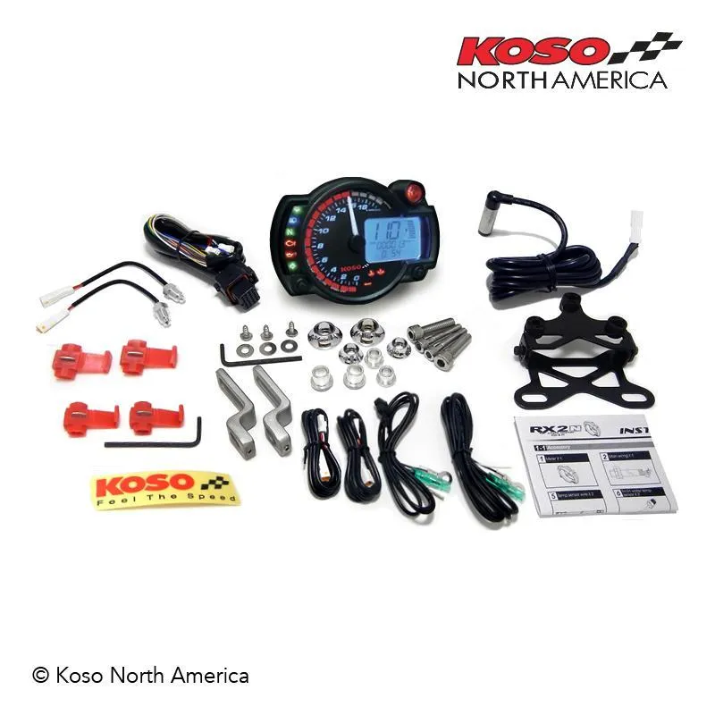 Koso GP Style RX-2N Black Panel 10,000 RPM Multi-Function Gauge