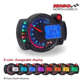Koso GP Style RX-2N Black Panel 10,000 RPM Multi-Function Gauge