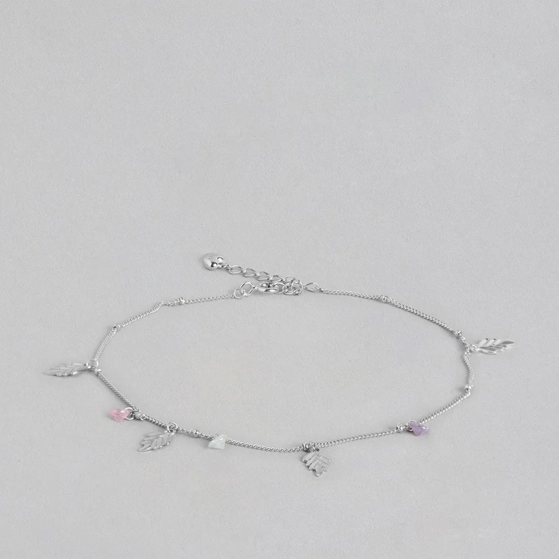 Leaf & Drops 925 Sterling Silver Anklet