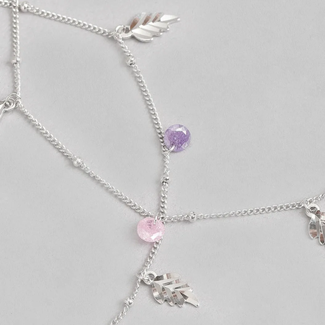 Leaf & Drops 925 Sterling Silver Anklet