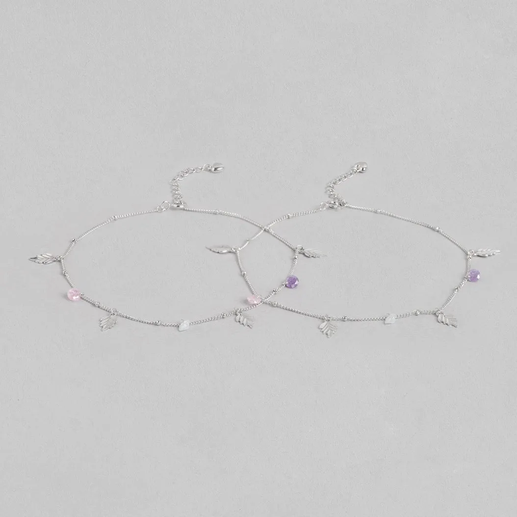 Leaf & Drops 925 Sterling Silver Anklet
