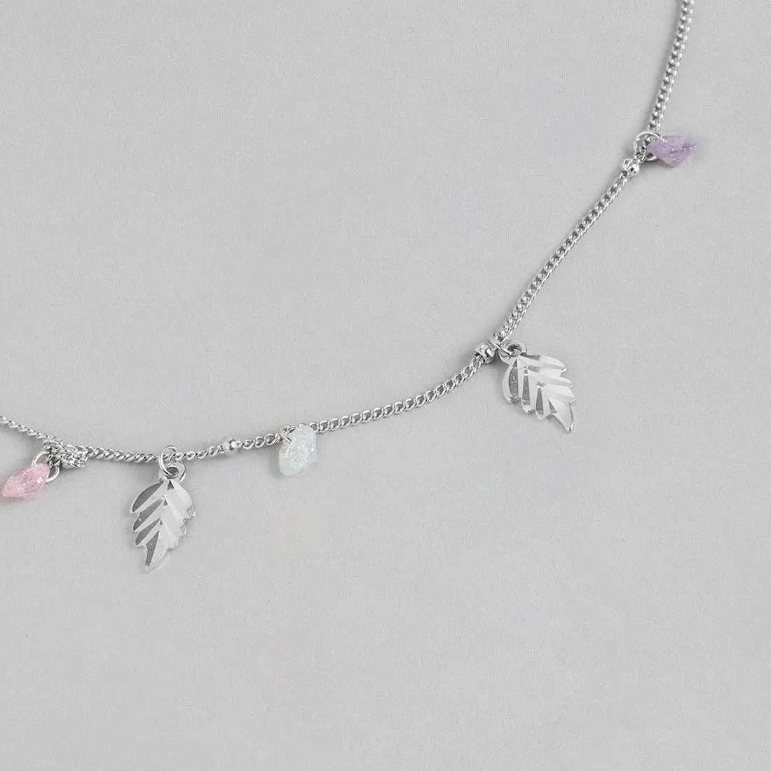 Leaf & Drops 925 Sterling Silver Anklet