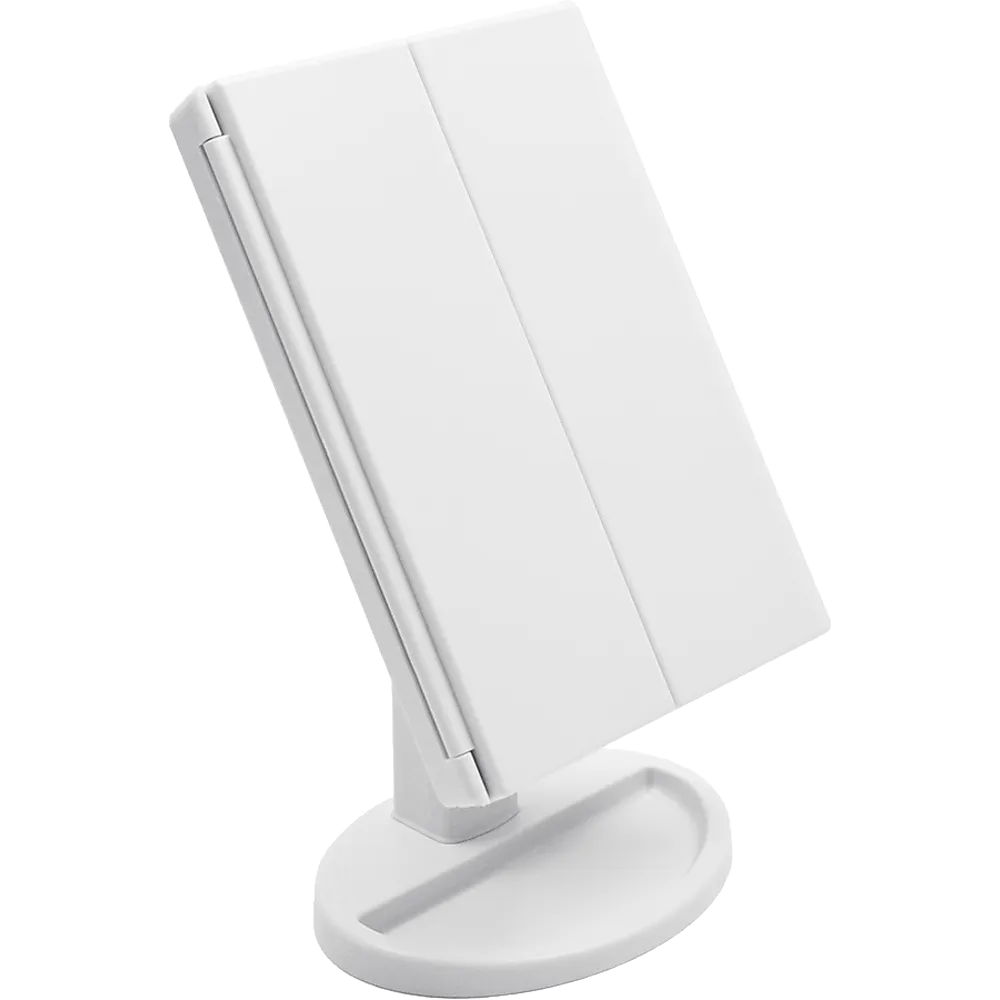 LED Makeup Mirror with 180° Swivel, Tri-Fold, Touch, 22 Lights