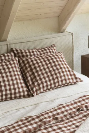 Linen pillowcase in Mocha Gingham