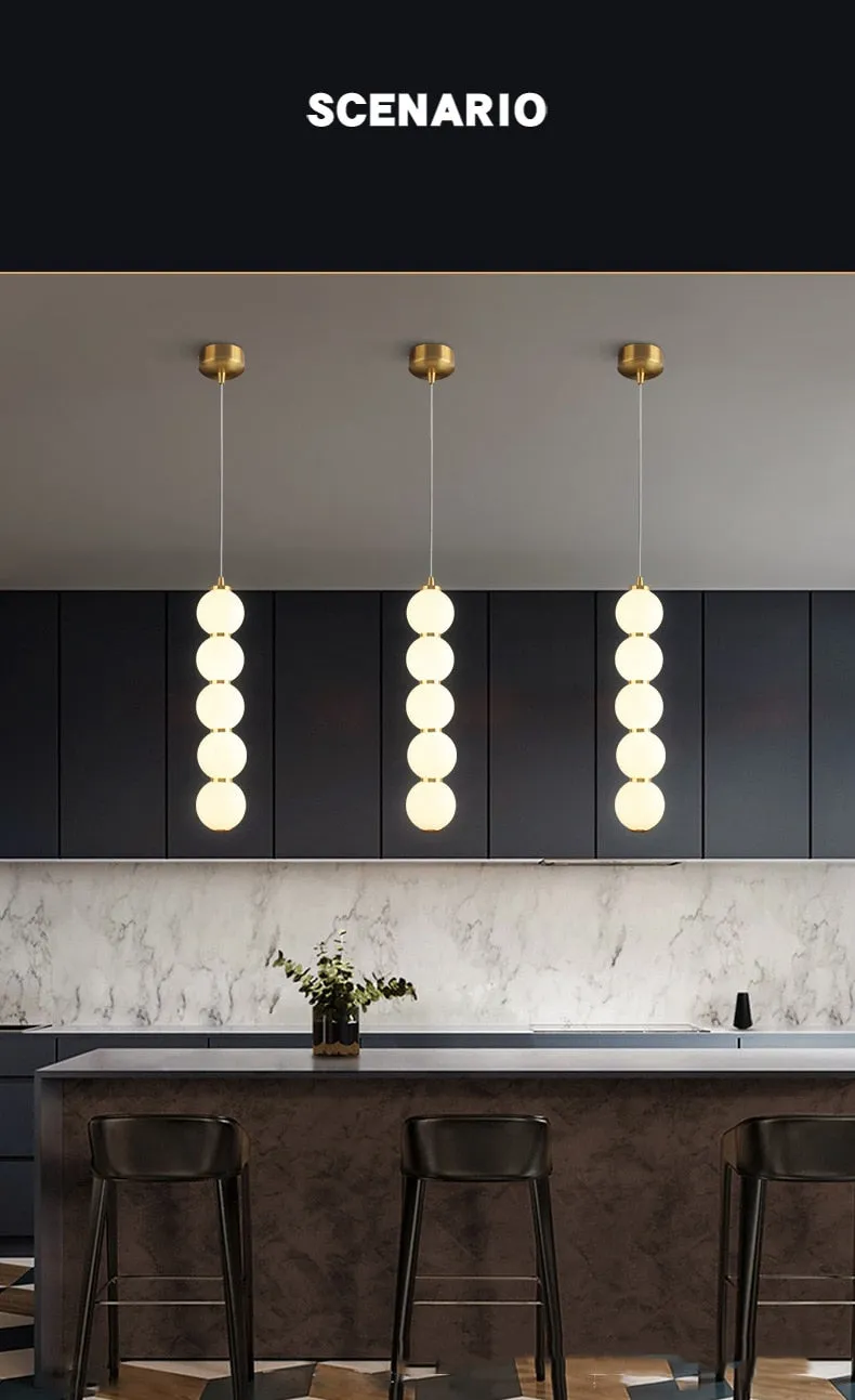 LON Motta - Modern Sugar Gourd String Glass Balls Pendant Lights
