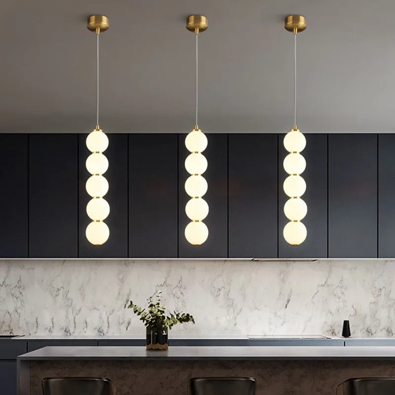 LON Motta - Modern Sugar Gourd String Glass Balls Pendant Lights