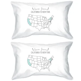 Love From States White Personalized Pillow Cases Customized Gifts