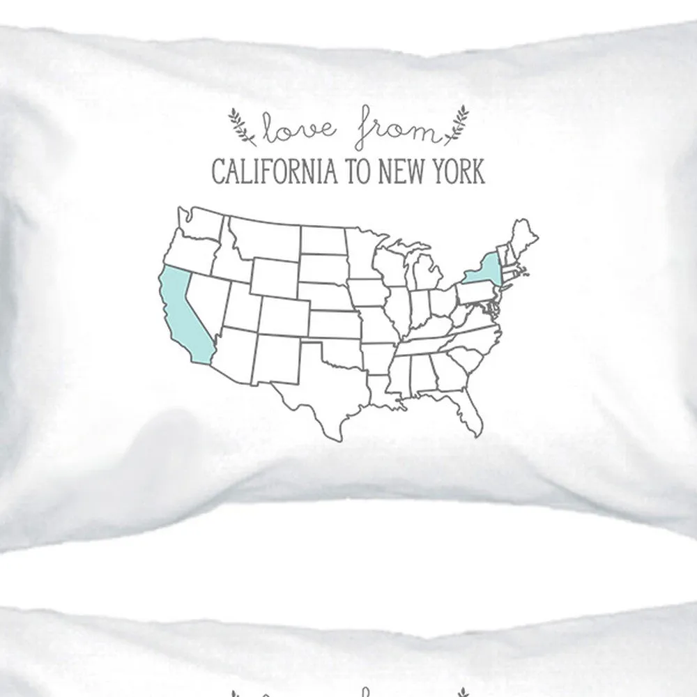 Love From States White Personalized Pillow Cases Customized Gifts