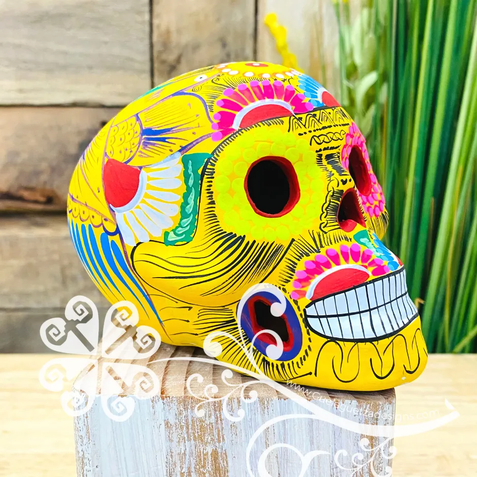 Medium Multicolor Hand Painted Sugar Skull  - Calaverita Guerrero