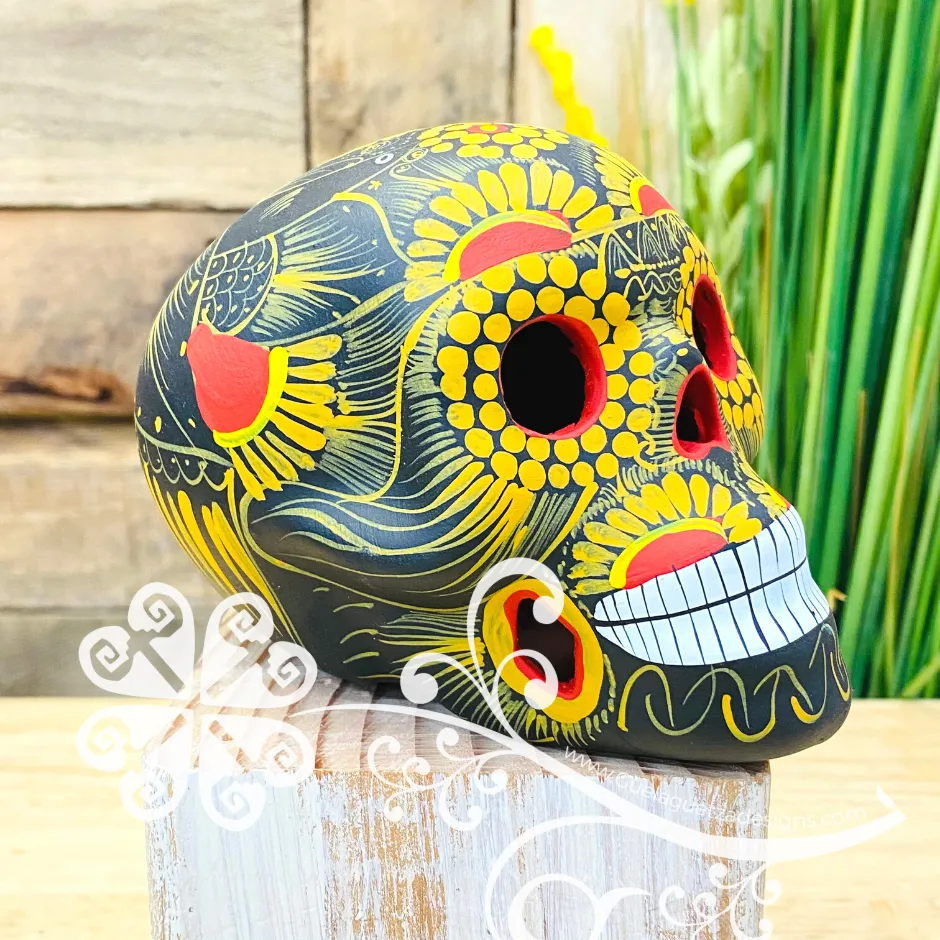 Medium Solid Colors Hand Painted Sugar Skull  - Calaverita Guerrero