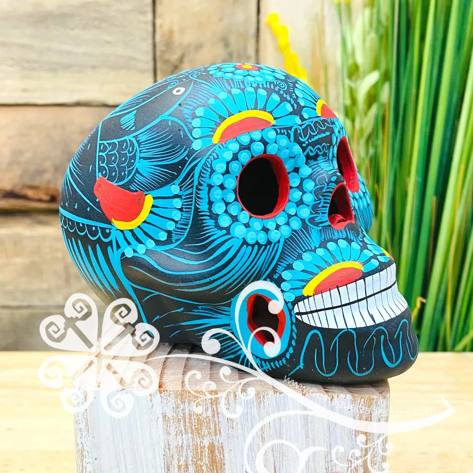 Medium Solid Colors Hand Painted Sugar Skull  - Calaverita Guerrero