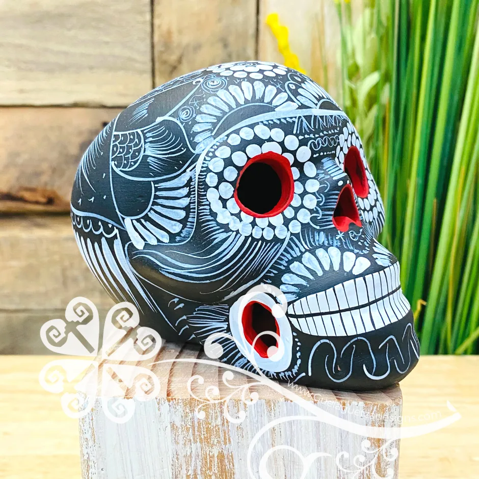 Medium Solid Colors Hand Painted Sugar Skull  - Calaverita Guerrero