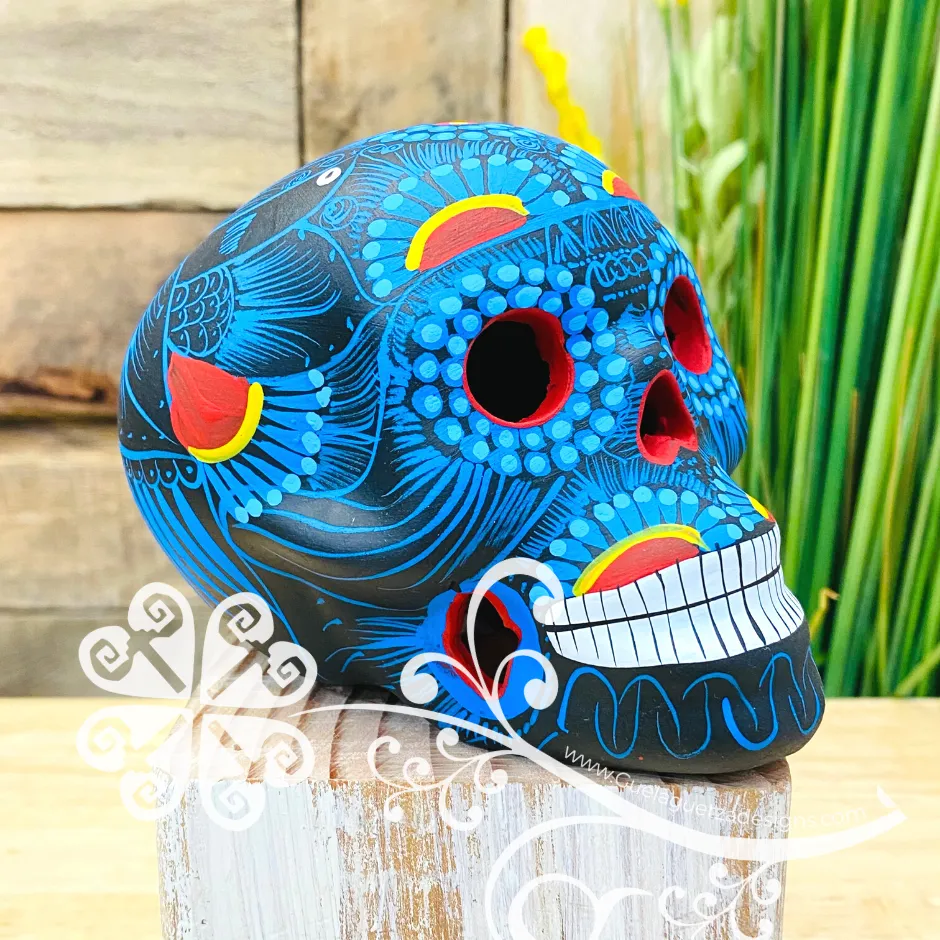 Medium Solid Colors Hand Painted Sugar Skull  - Calaverita Guerrero