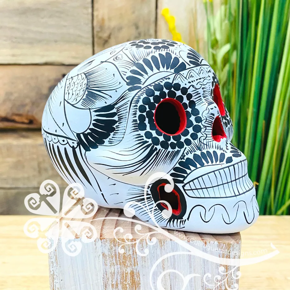 Medium Solid Colors Hand Painted Sugar Skull  - Calaverita Guerrero
