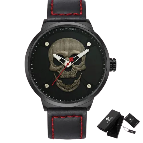 Men Casual Quartz 3D Ghost Skull Print Wrist Watches